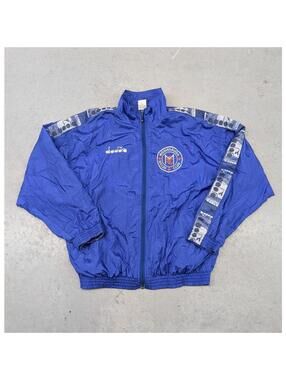 Vintage Diadora Mississauga Soccer Club blue track jacket